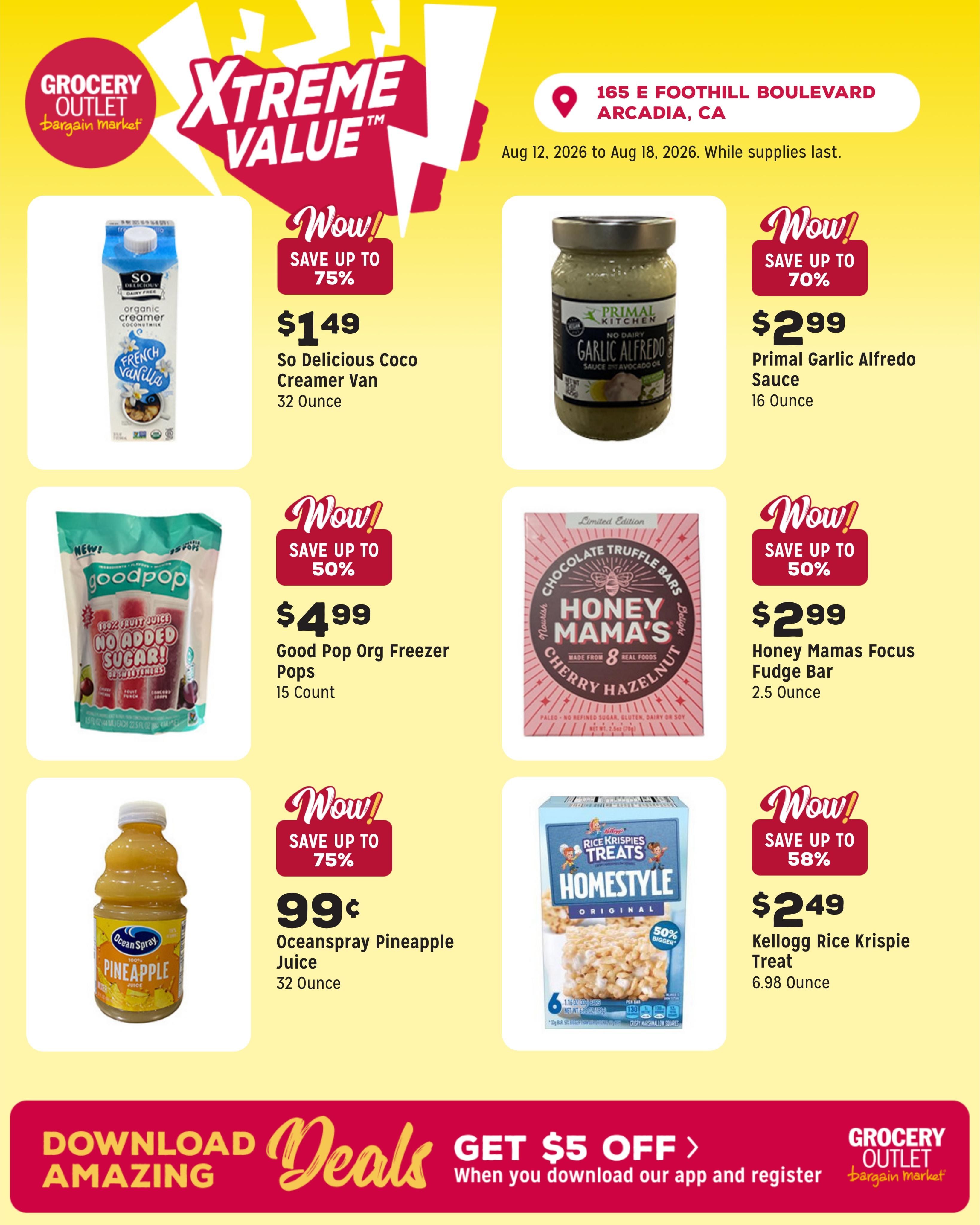 Grocery Outlet (Arcadia Area, CA) Weekly Ad August 12 - 18, 2026