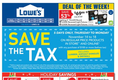 Lowe's Flyer November 14 to 20