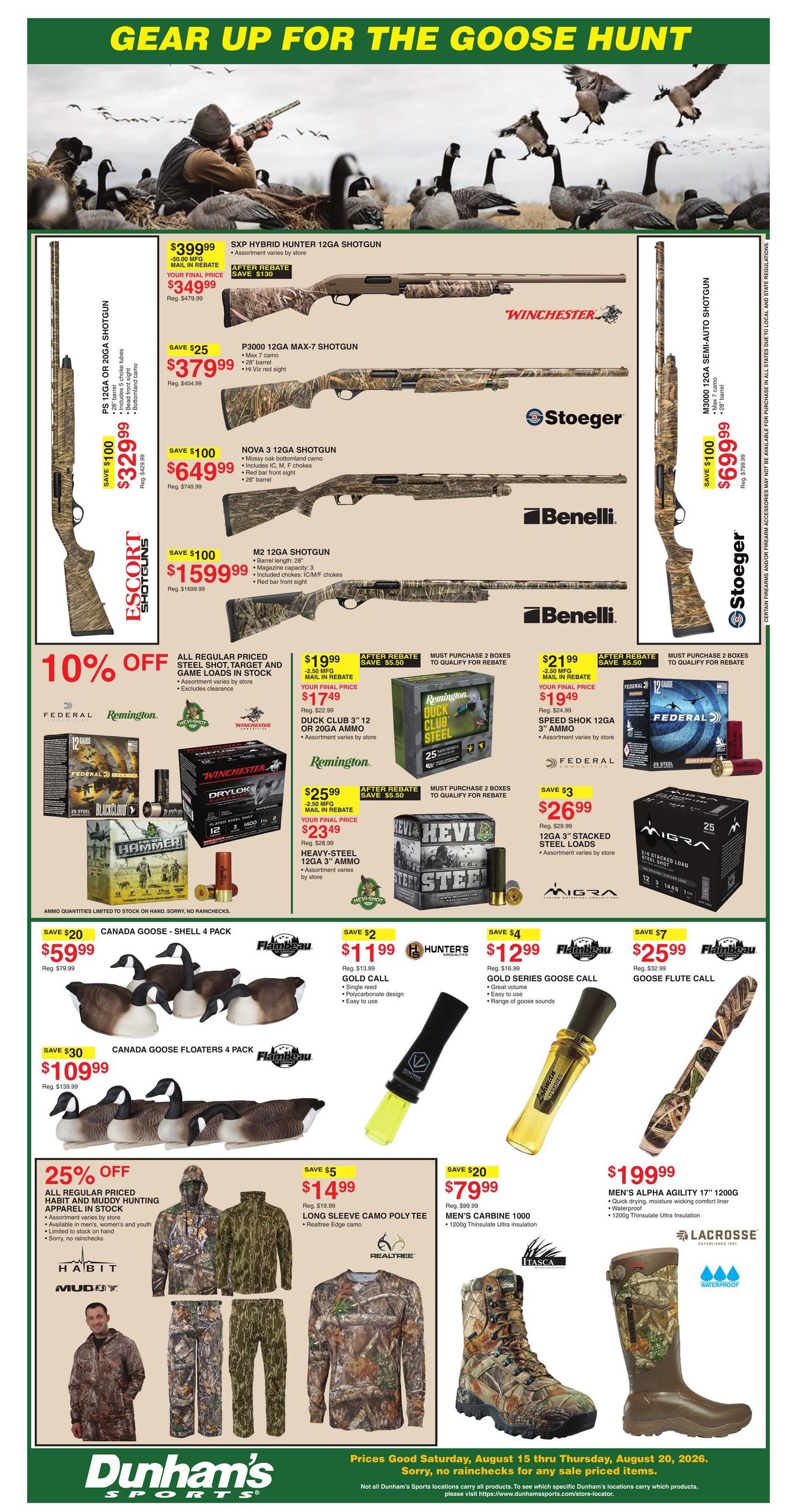 Dunham's Sports (Cambria Area, IL) Weekly Ad August 15 - 20, 2026