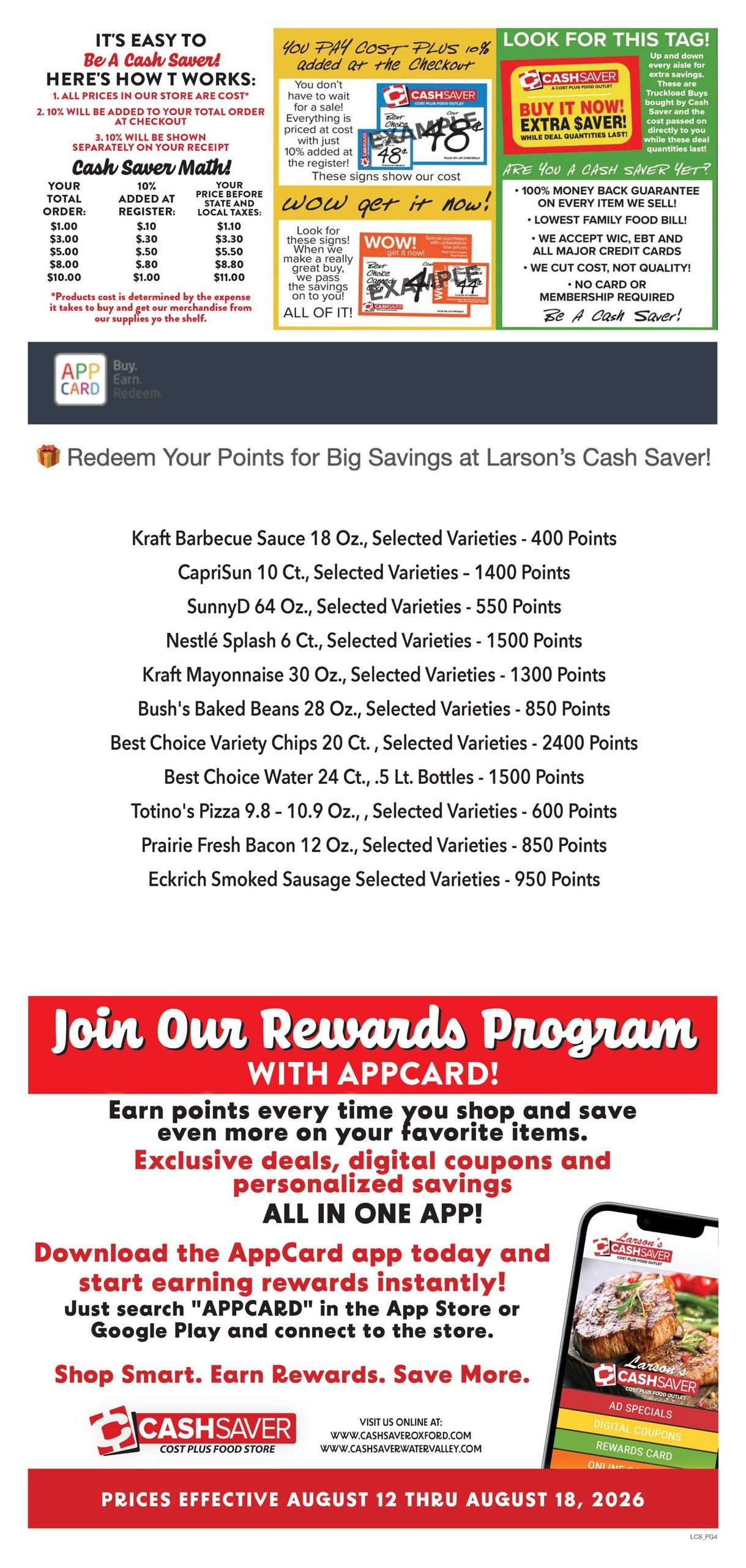 Larson's Cash Saver (Holly Springs–Batesville Area, MS) Weekly Ad August 12 - 18, 2026