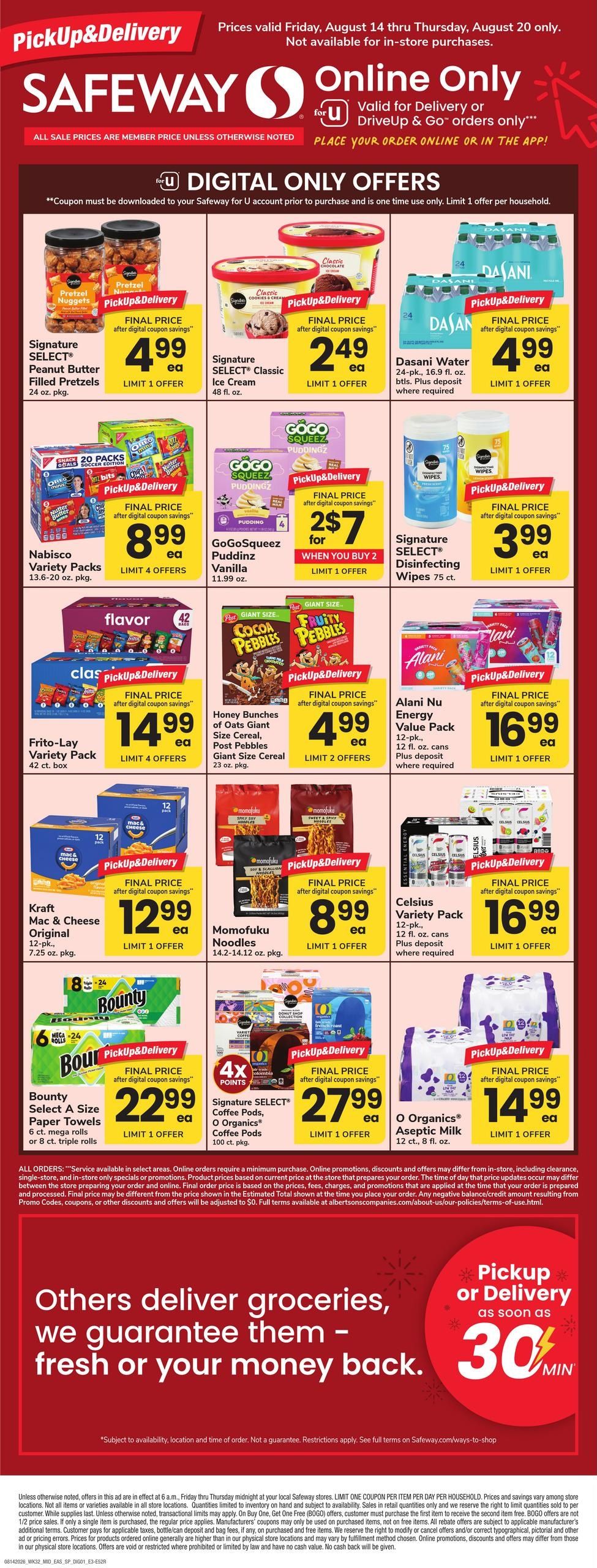 Safeway (DE, MD, PA, WV) Bonus Online Savings Weekly Ad August 14 - 20, 2026