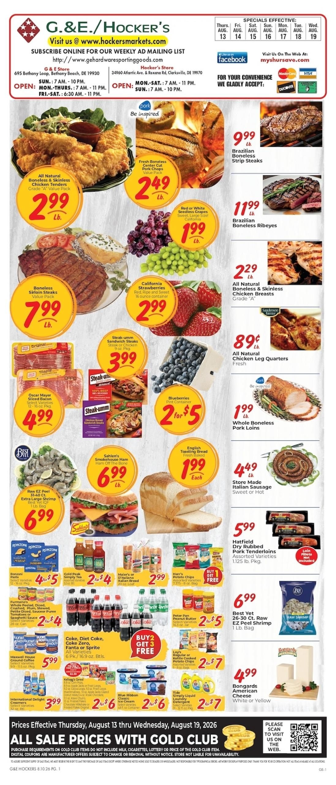 G.&E./Hocker's (Bethany Beach Area, DE) Weekly Ad August 13 - 19, 2026