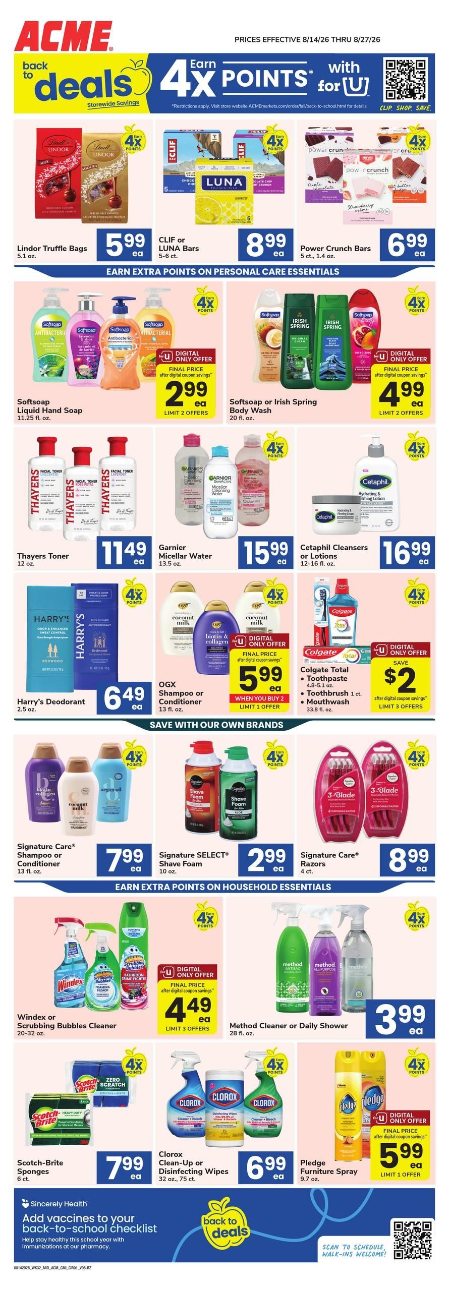 Acme Markets (NJ, NY, PA) Health, Home & Beauty Weekly Ad August 14 - 27, 2026
