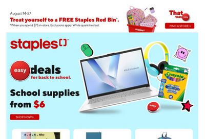 Staples Flyer August 14 to 20