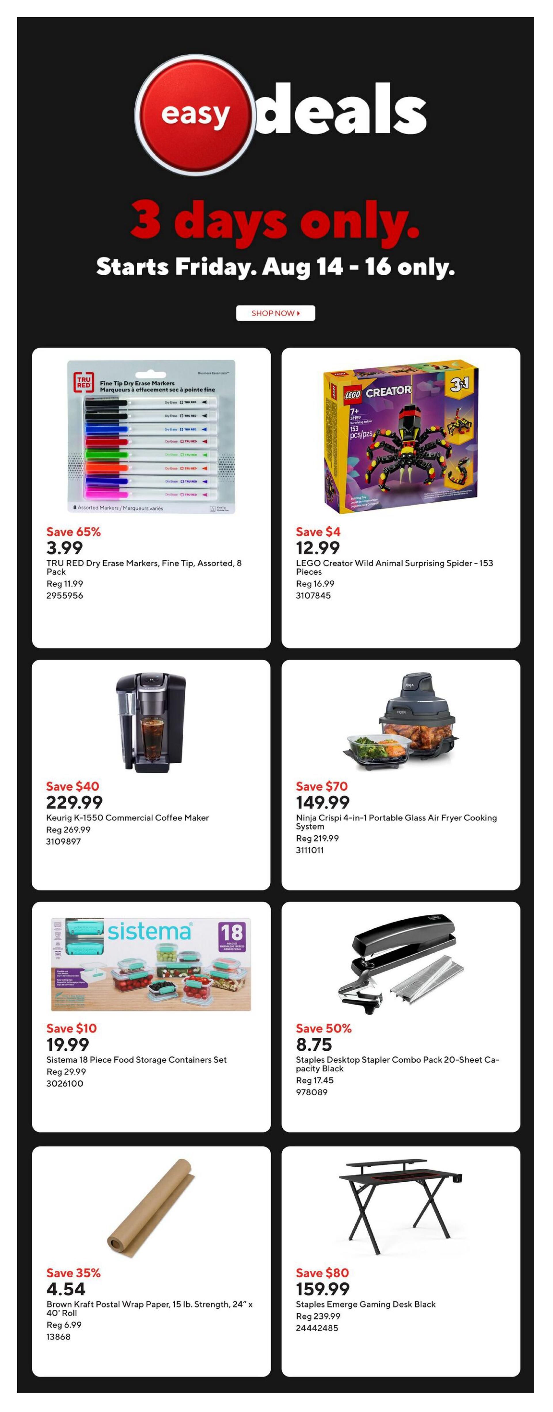 Staples Flyer August 14 to 20