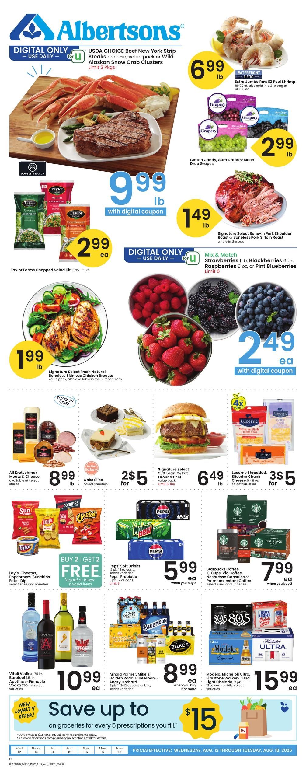 Albertsons (Elko Area, NV) Bonus Online Savings Weekly Ad August 12 - 18, 2026