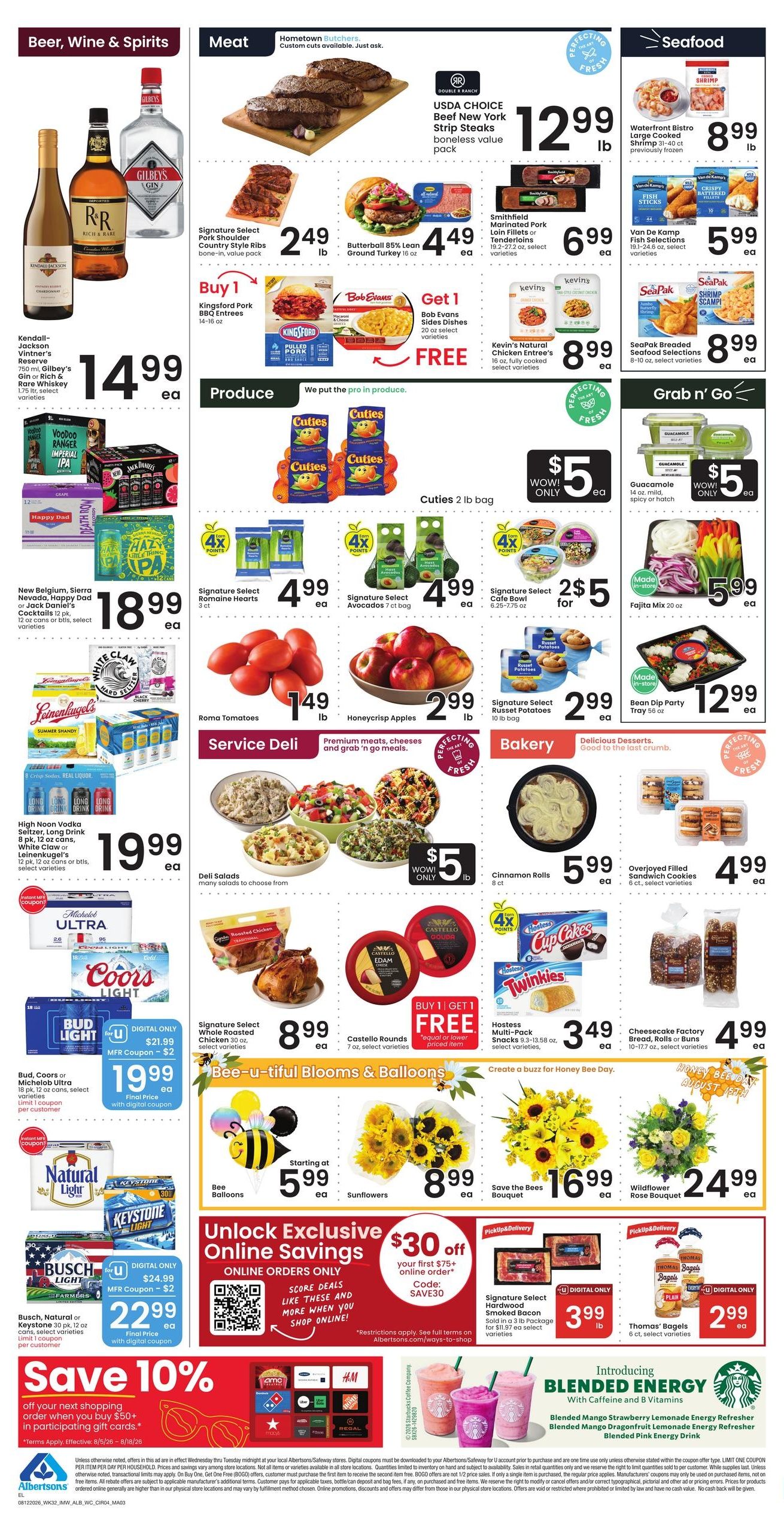 Albertsons (Elko Area, NV) Bonus Online Savings Weekly Ad August 12 - 18, 2026