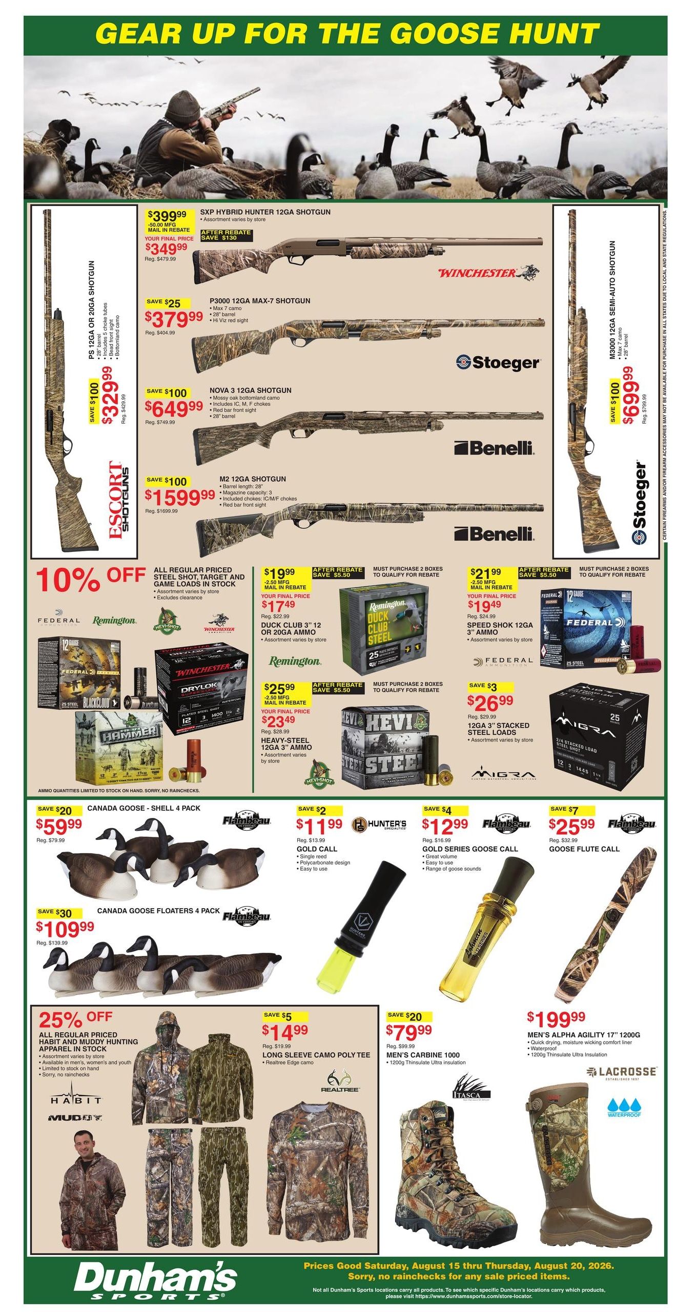 Dunham's Sports (Beech Grove Area, IN) Weekly Ad August 15 - 20, 2026