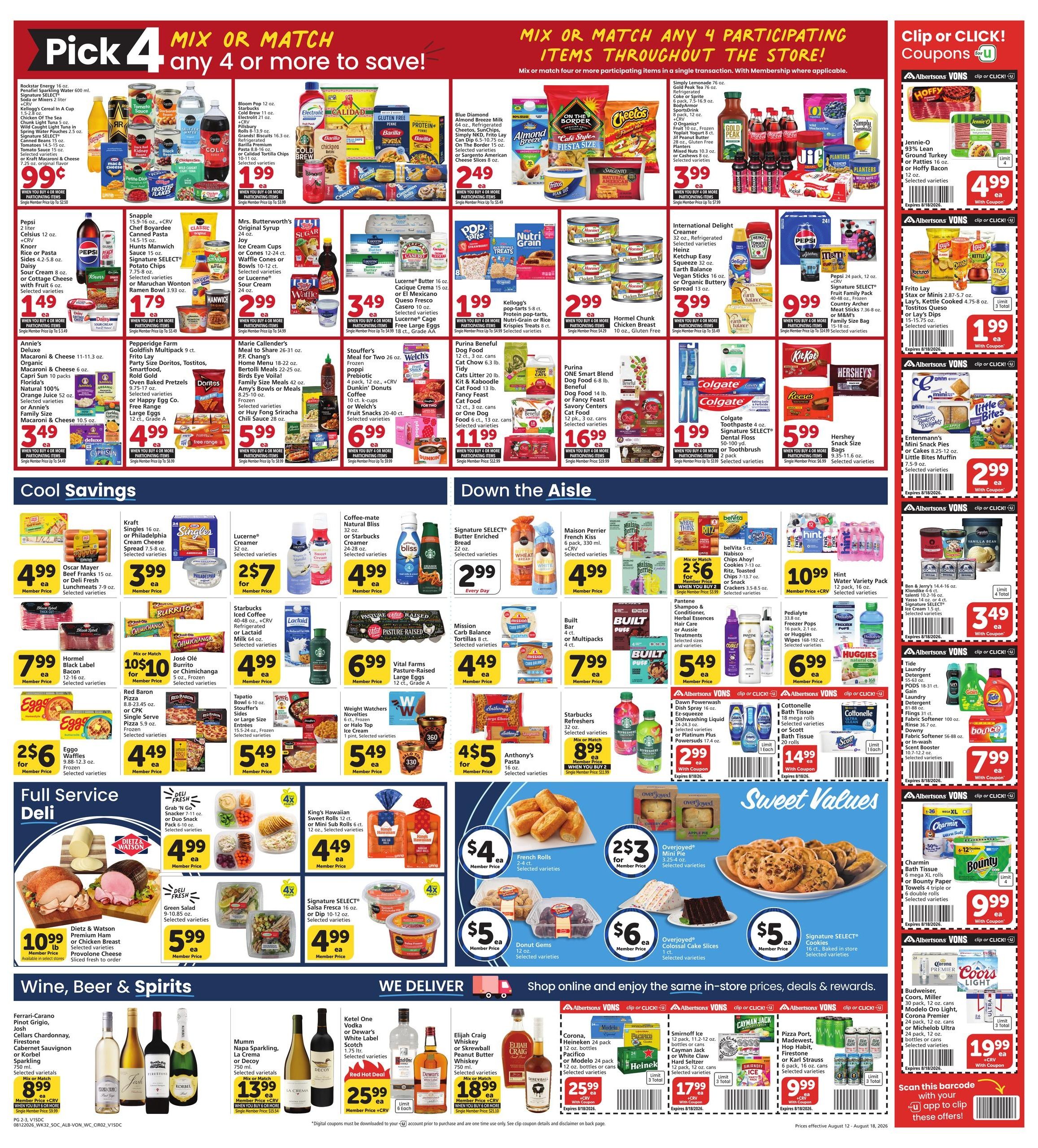 Vons (Chula Vista–Del Mar Area, CA) Weekly Ad August 12 - 18, 2026
