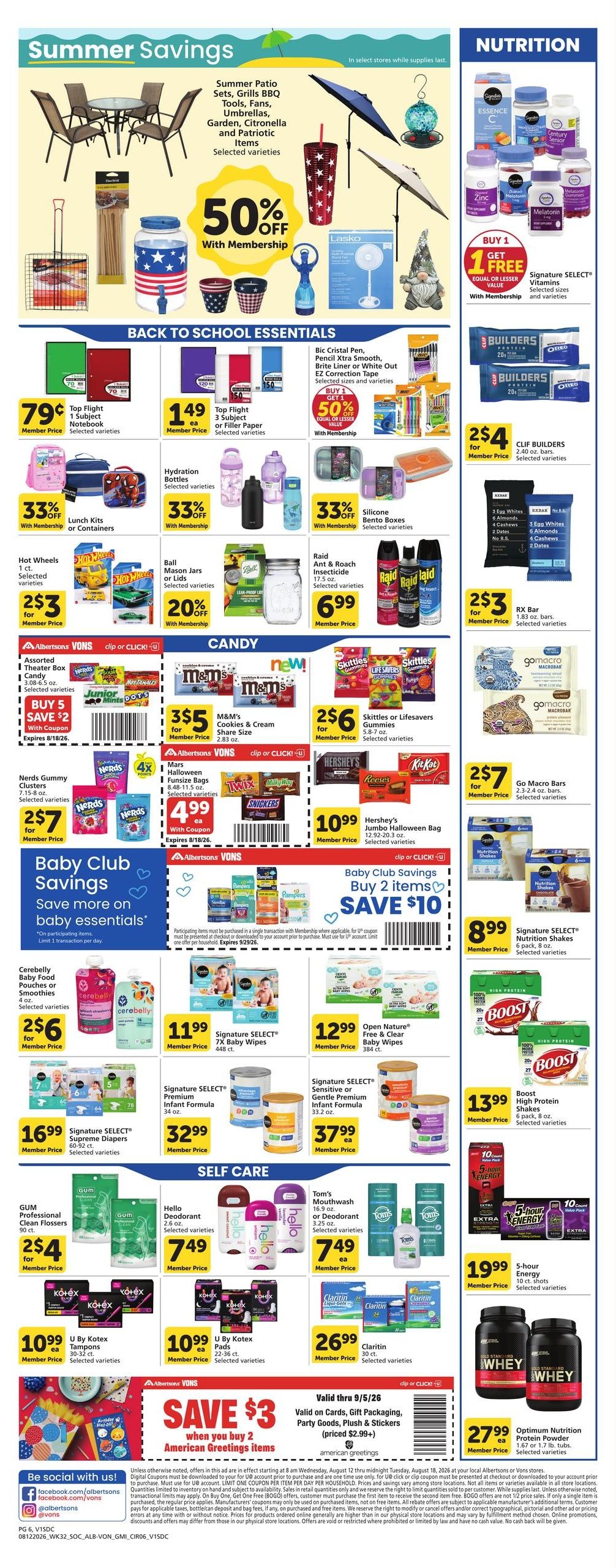 Vons (Chula Vista–Del Mar Area, CA) Weekly Ad August 12 - 18, 2026
