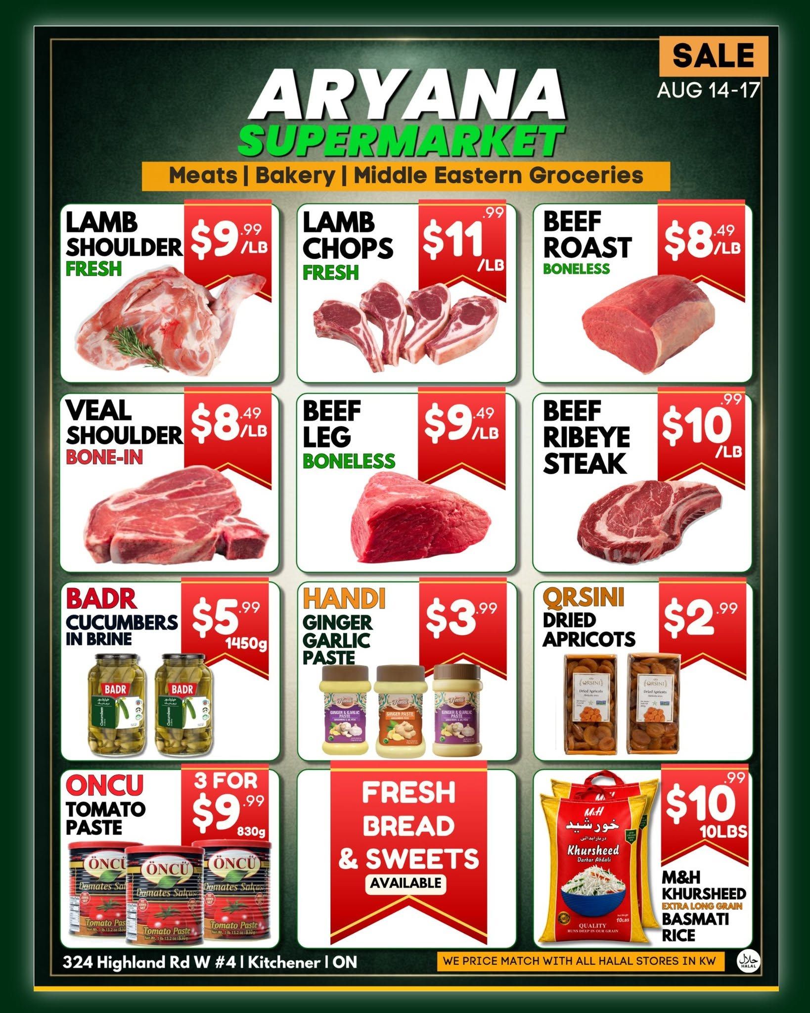 Aryana Supermarket (Kitchener) Flyer August 14 to 17