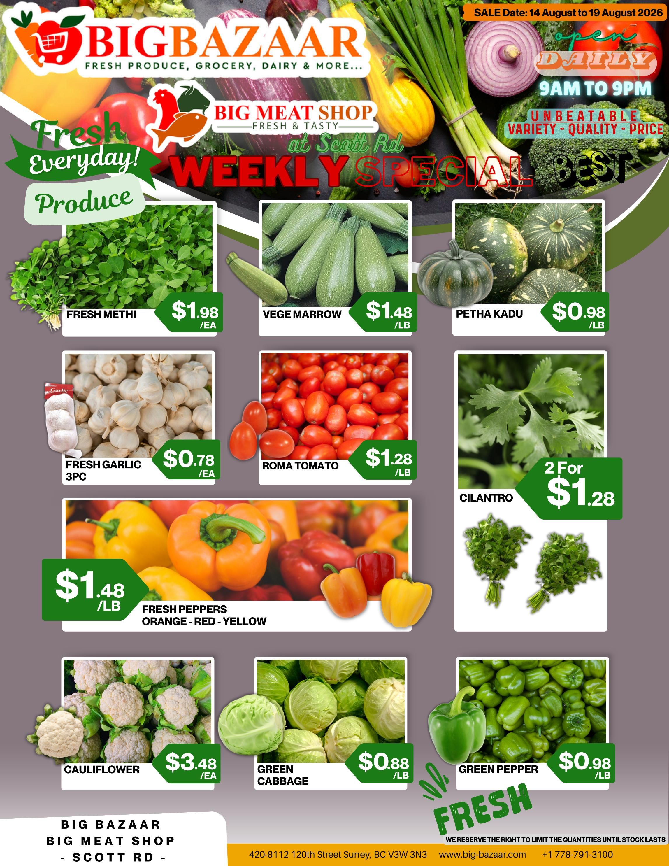 Big Bazaar Canada Flyer August 14 to 20