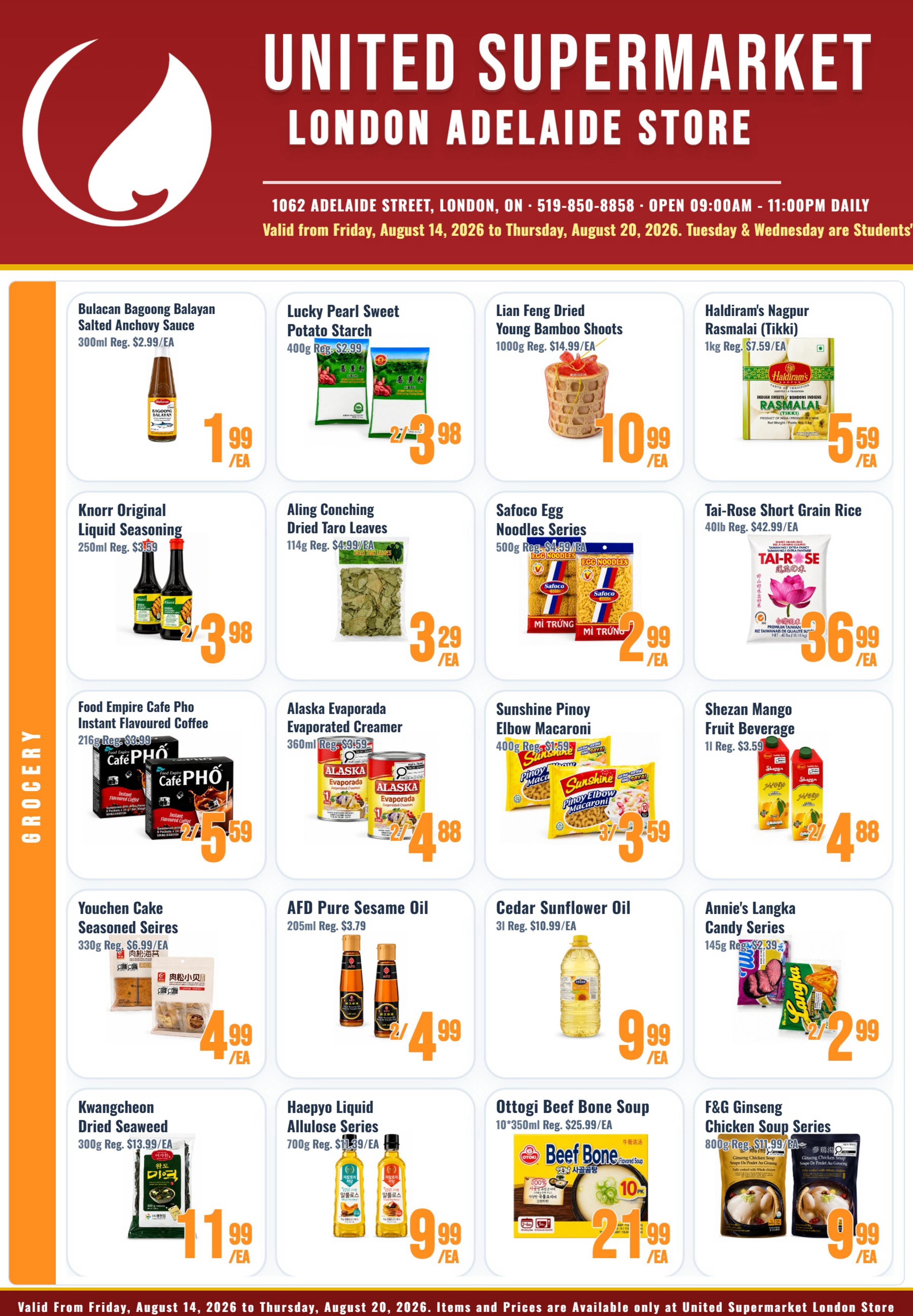 United Supermarket (London) Flyer August 14 to 20