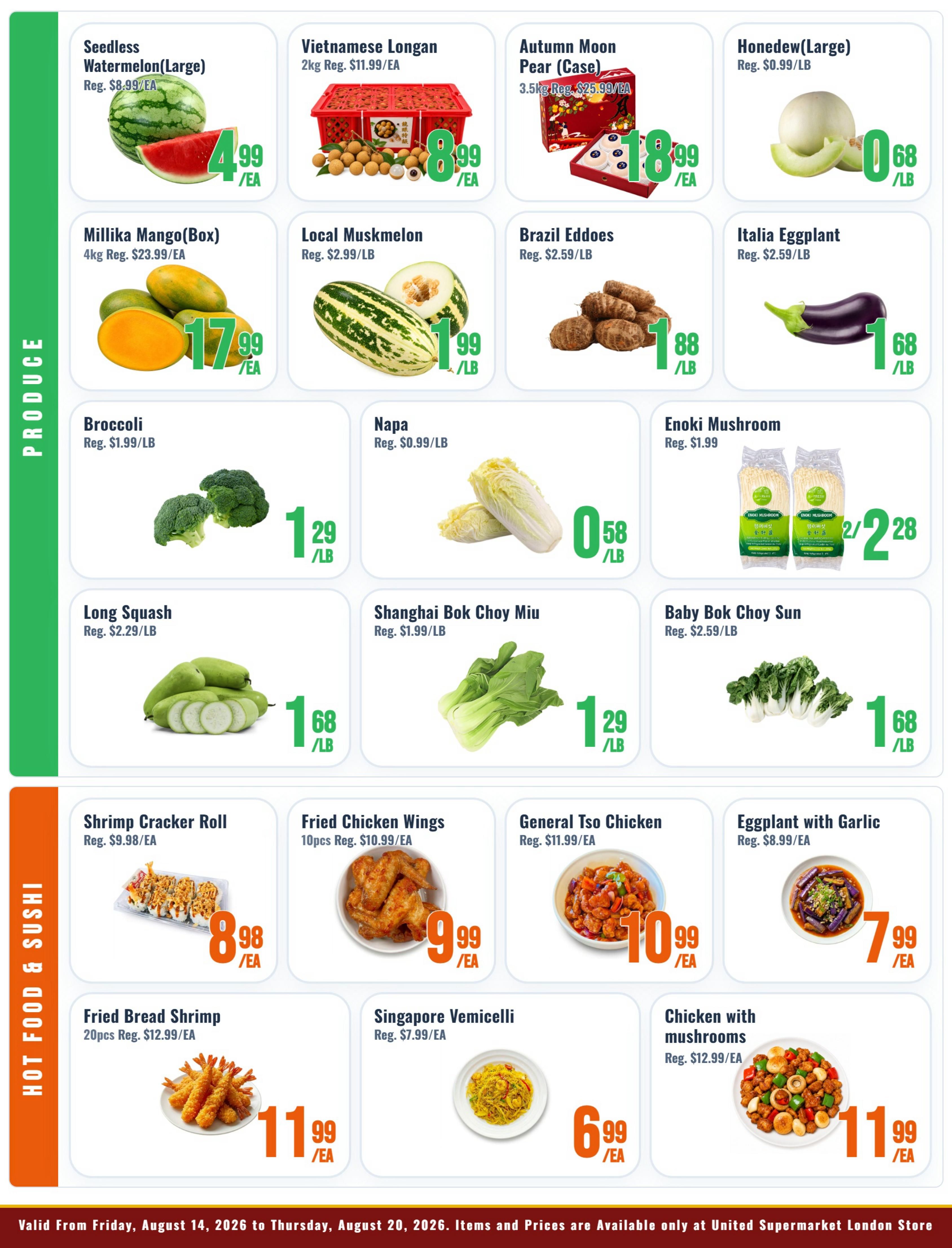 United Supermarket (London) Flyer August 14 to 20