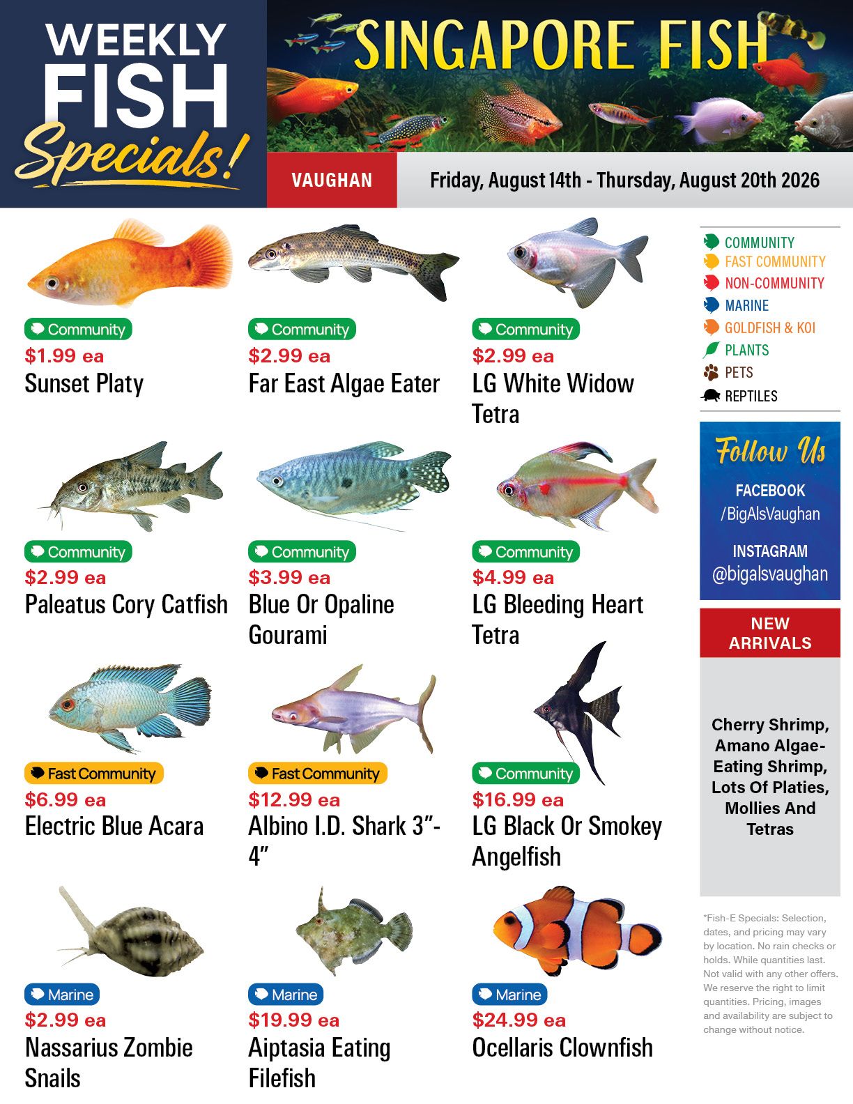 Big Al's (Vaughan) Weekly Specials August 14 to 20
