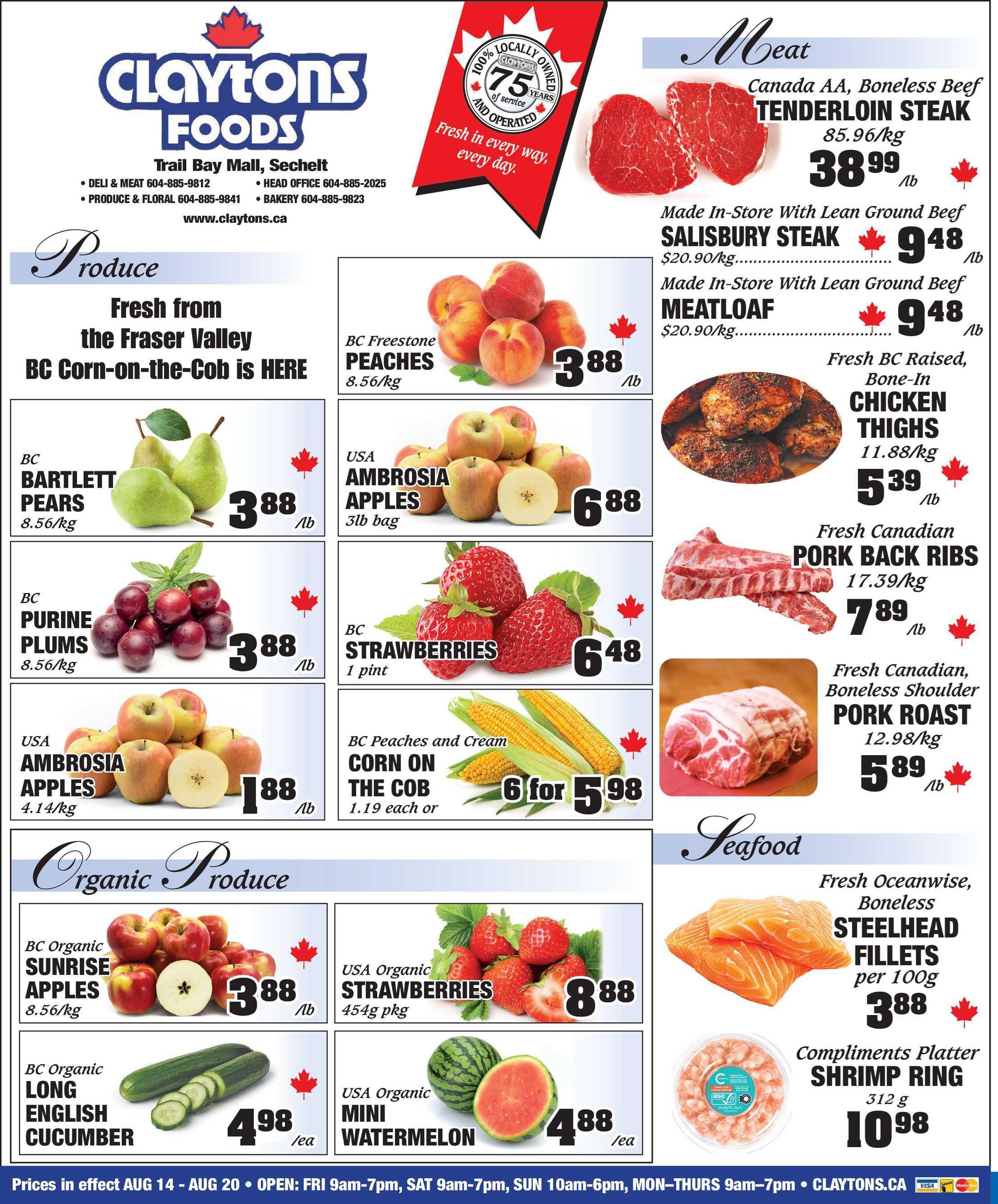 Claytons Heritage Market Flyer August 14 to 20