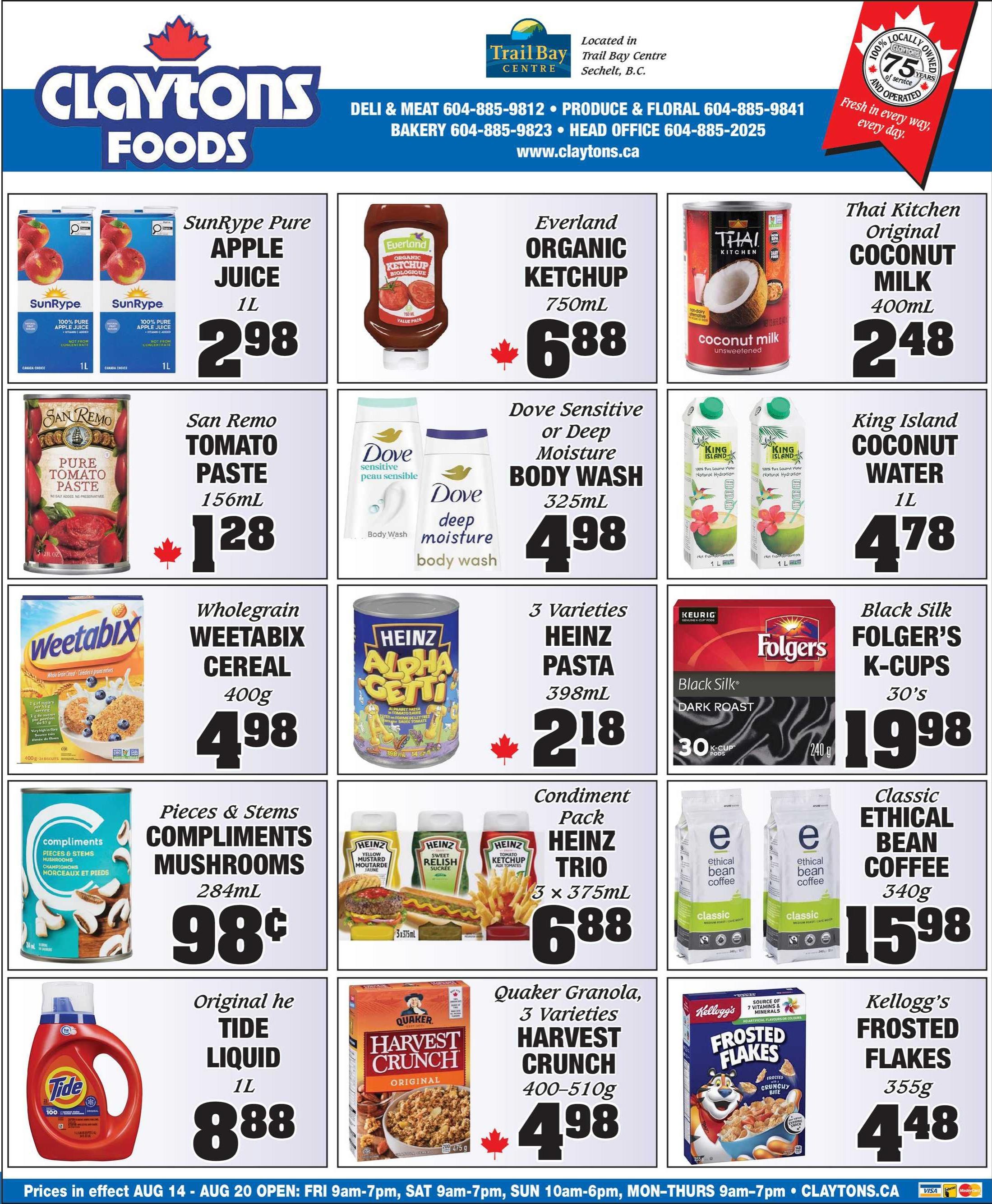 Claytons Heritage Market Flyer August 14 to 20