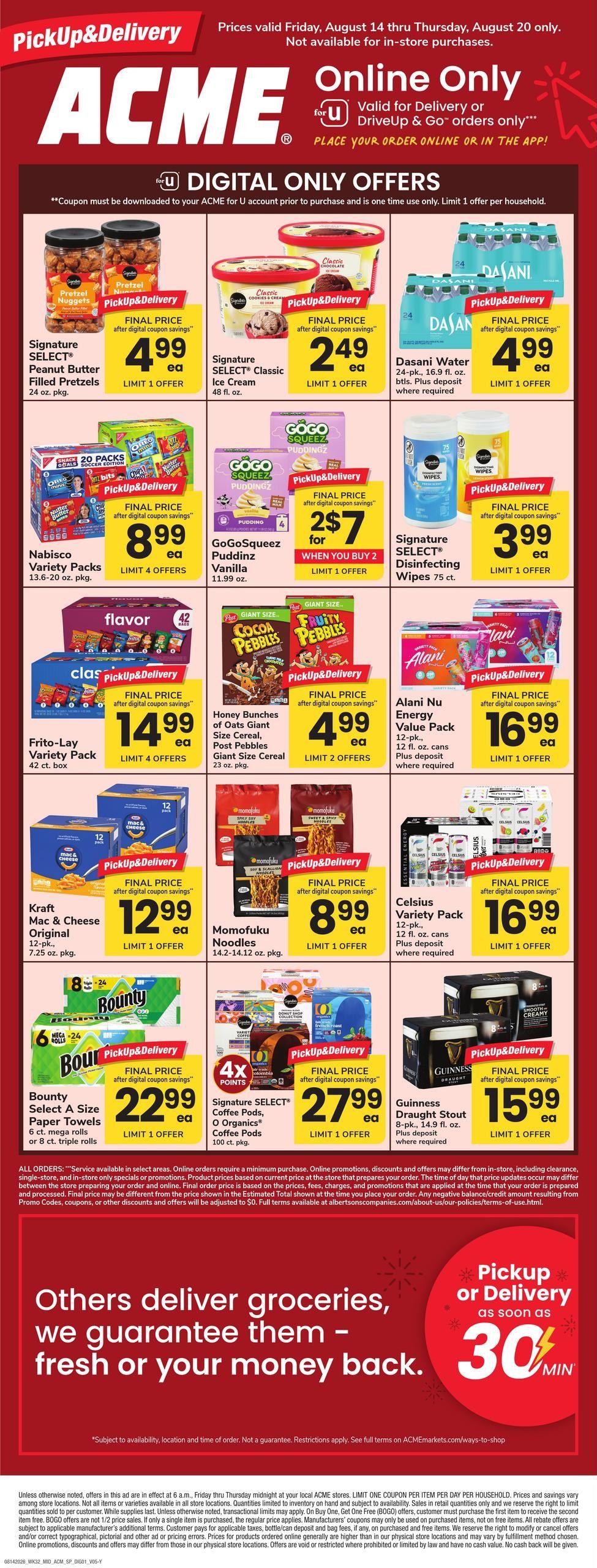 Acme Markets (Yonkers–Poughkeepsie Area, NY) Bonus Online Savings Weekly Ad August 14 - 20, 2026