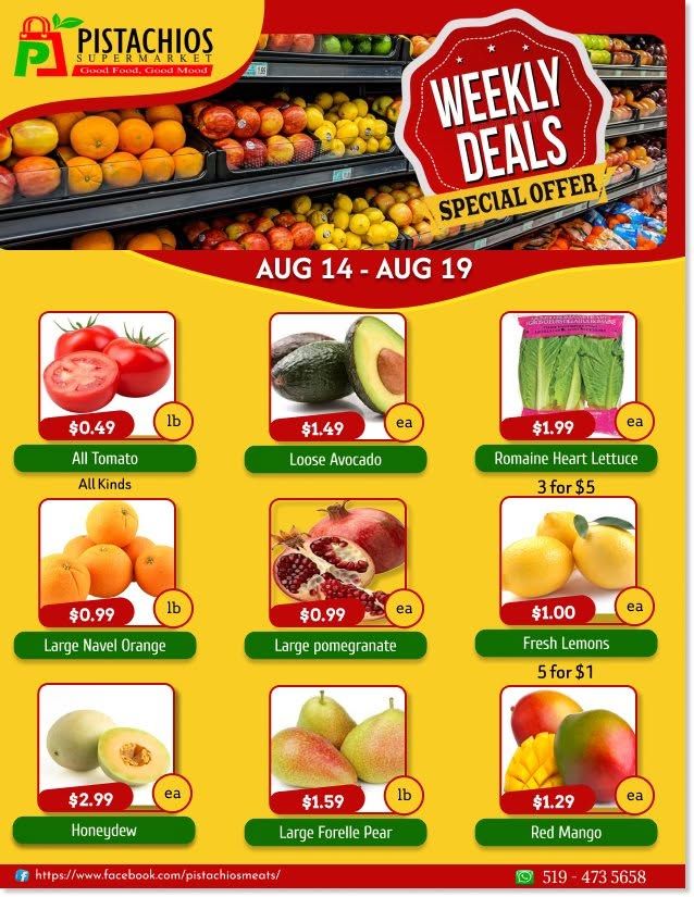 Pistachios Supermarket Flyer August 14 to 19