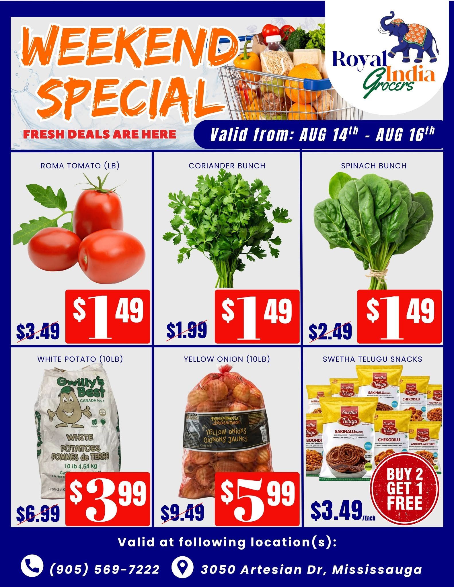 Royal India Grocers Flyer August 14 to 16