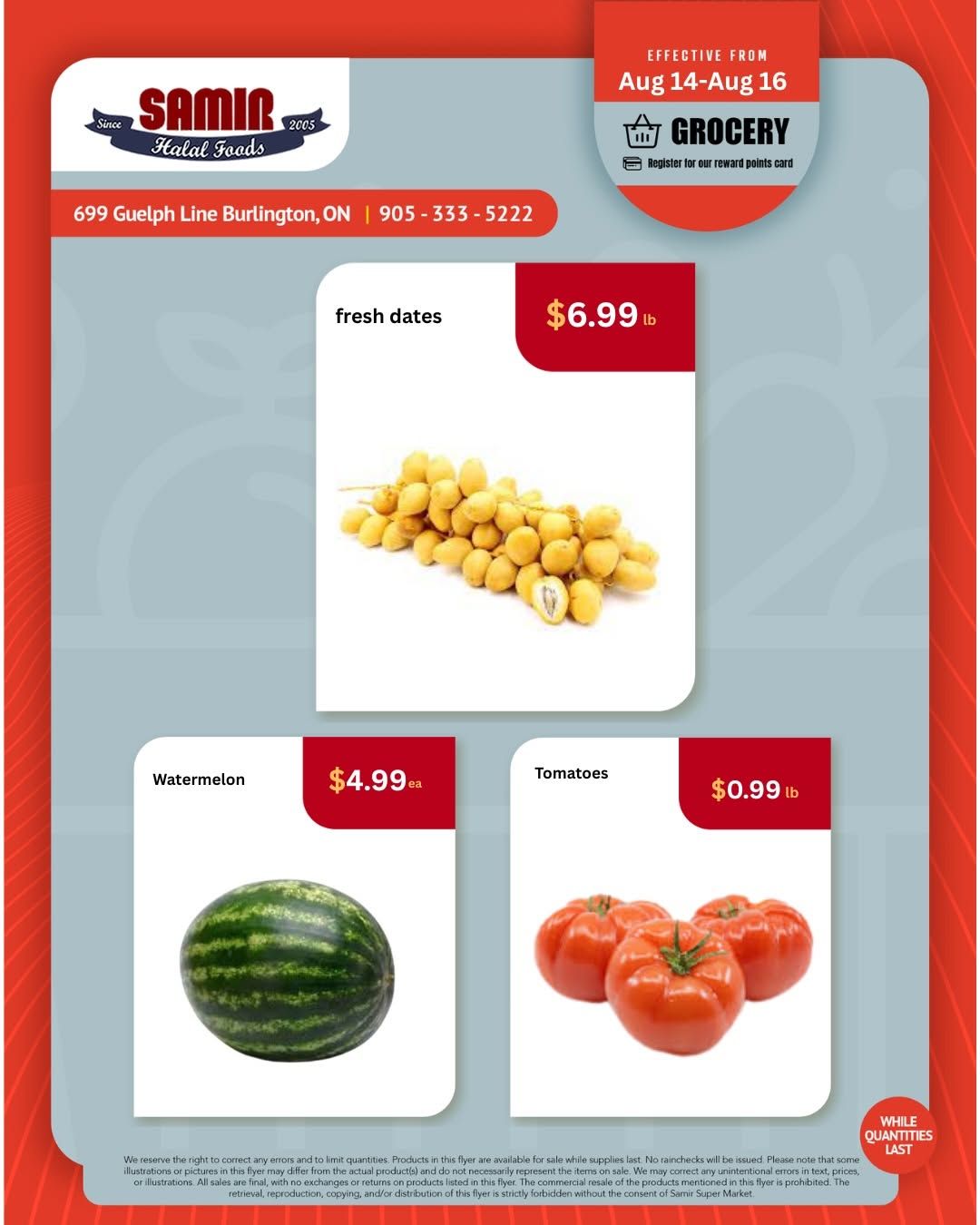Samir Supermarket (Burlington) Flyer August 14 to 16