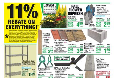 Menards (Cedar Falls–Spillville Area, IA) 11% Rebate Sale Weekly Ad August 13 - 24, 2026