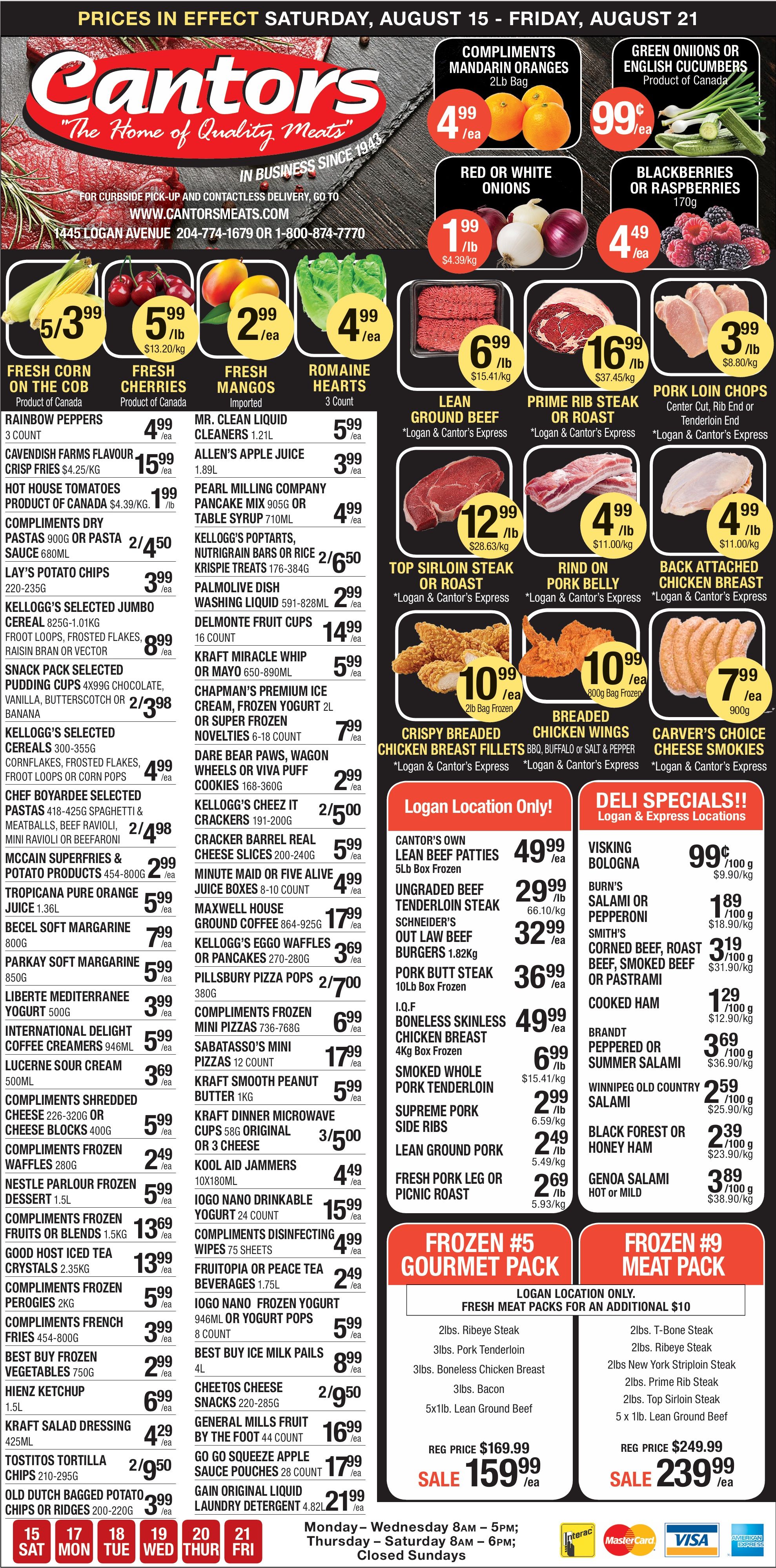 Cantor's Meats Flyer August 15 to 21