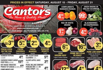Cantor's Meats Flyer August 15 to 21