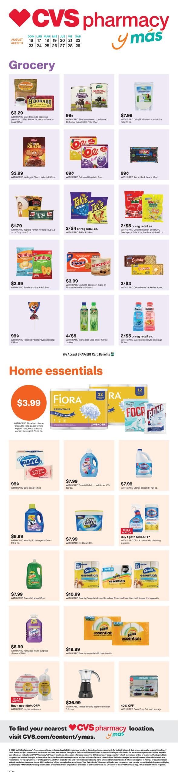 CVS Pharmacy (CT, NJ, NY, PA) y más Weekly Ad August 16 - 29, 2026