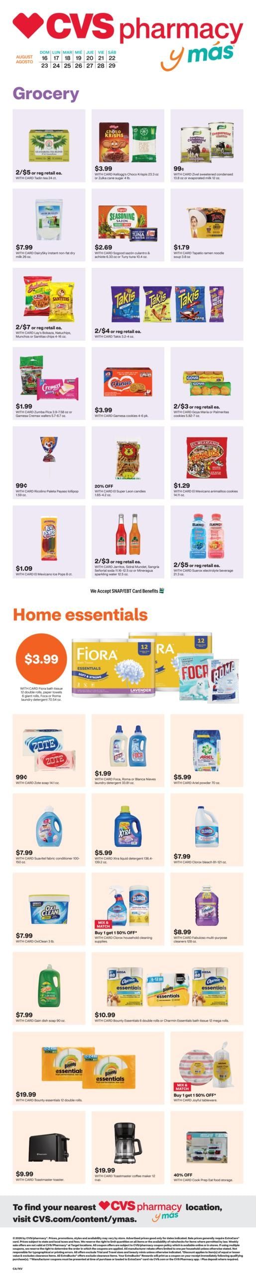 CVS Pharmacy (CA, DC, MD, NV) y más Weekly Ad August 16 - 29, 2026