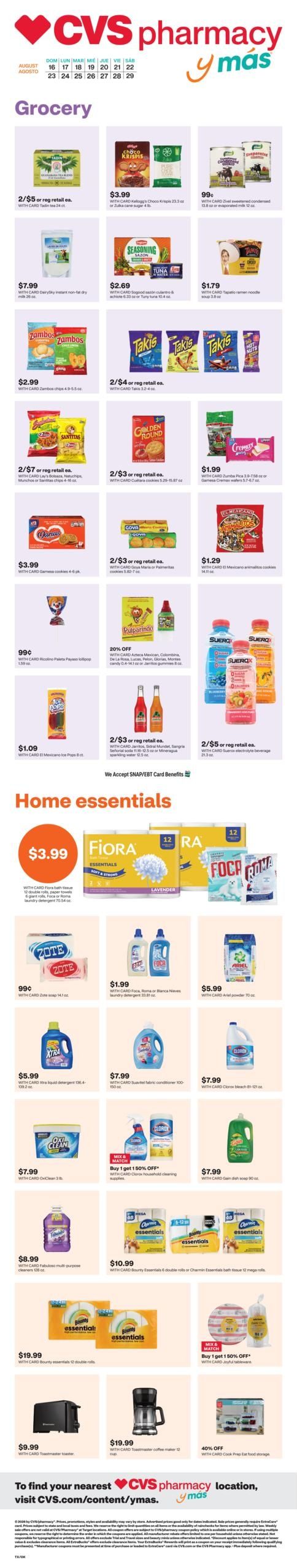 CVS Pharmacy (OK, TX) y más Weekly Ad August 16 - 29, 2026