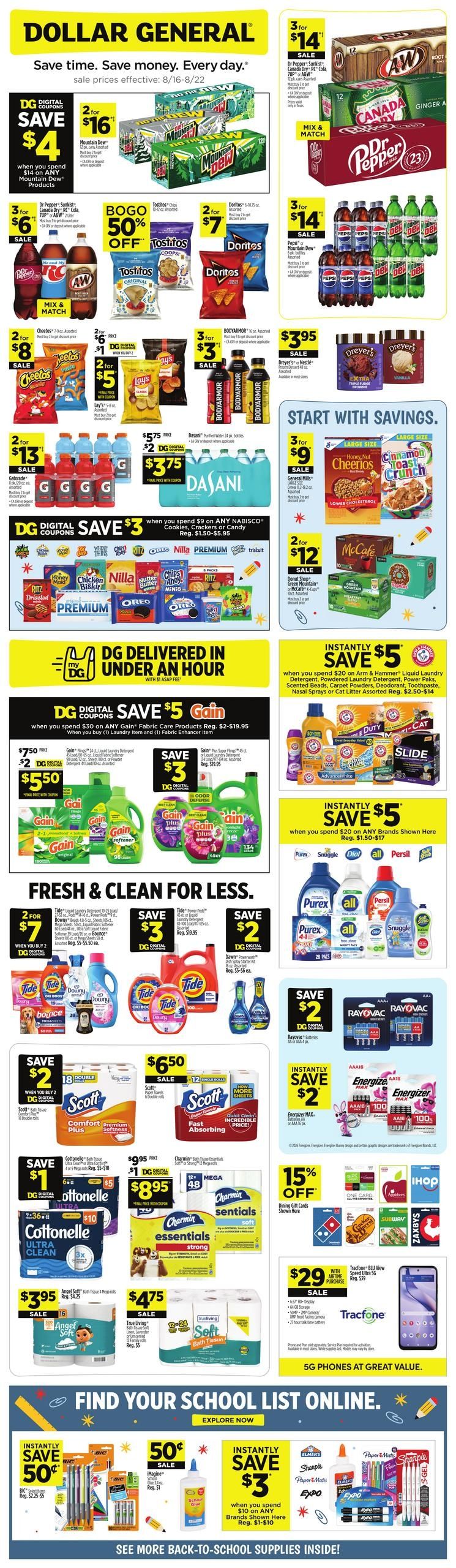 Dollar General (TX) Weekly Ad August 16 - 22, 2026