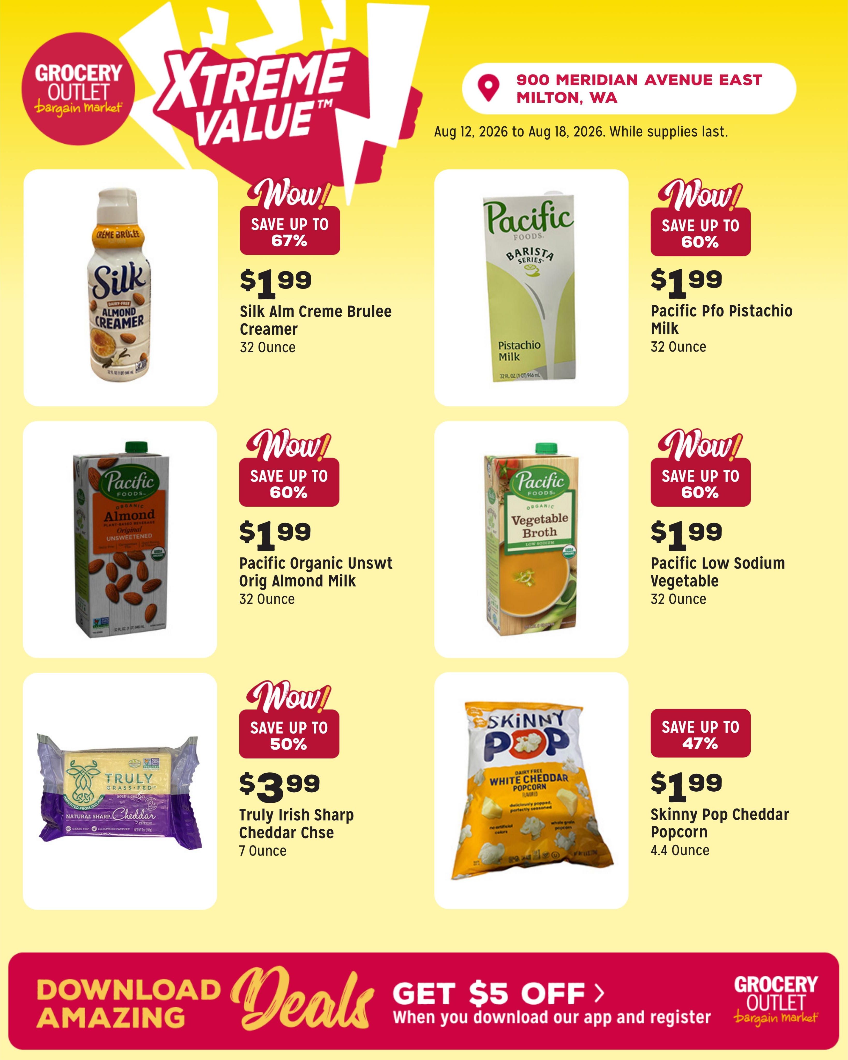Grocery Outlet (Pacific–Milton Area, WA) Weekly Ad August 12 - 18, 2026