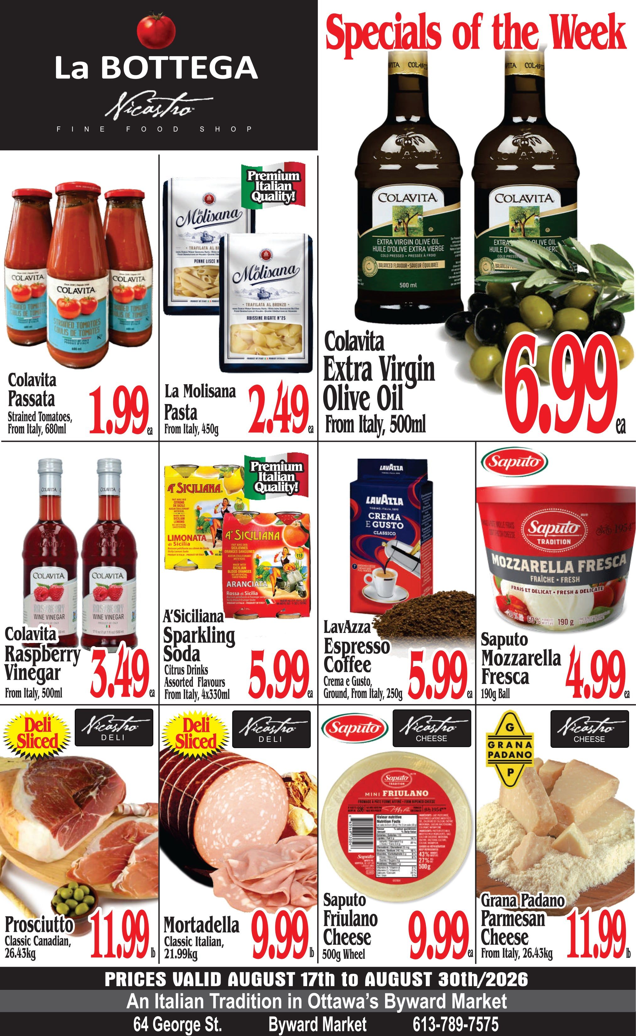 La Bottega Nicastro Fine Foods Flyer August 17 to 30
