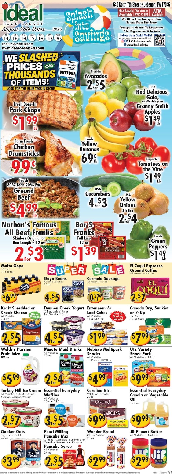 Ideal Food Basket (Lebanon, PA) Weekly Ad August 14 - 20, 2026