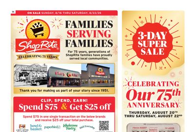 ShopRite (949 Beards Hill Rd, Aberdeen, MD) Weekly Ad August 14 - 20, 2026
