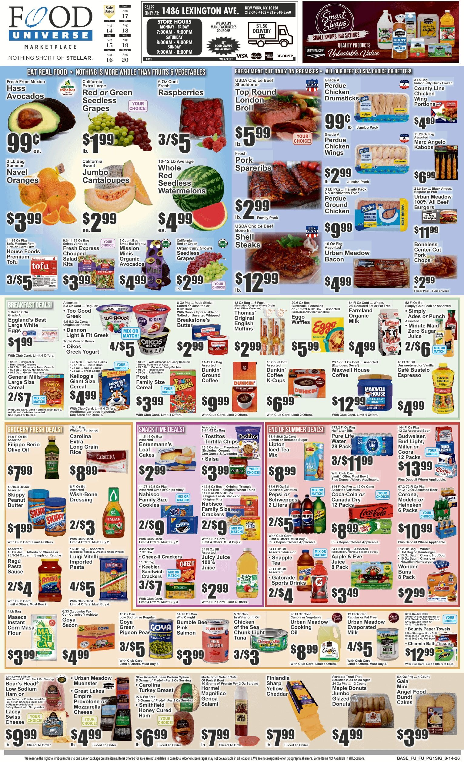 Food Universe (1486 Lexington Ave., New York, NY) Weekly Ad August 14 - 20, 2026