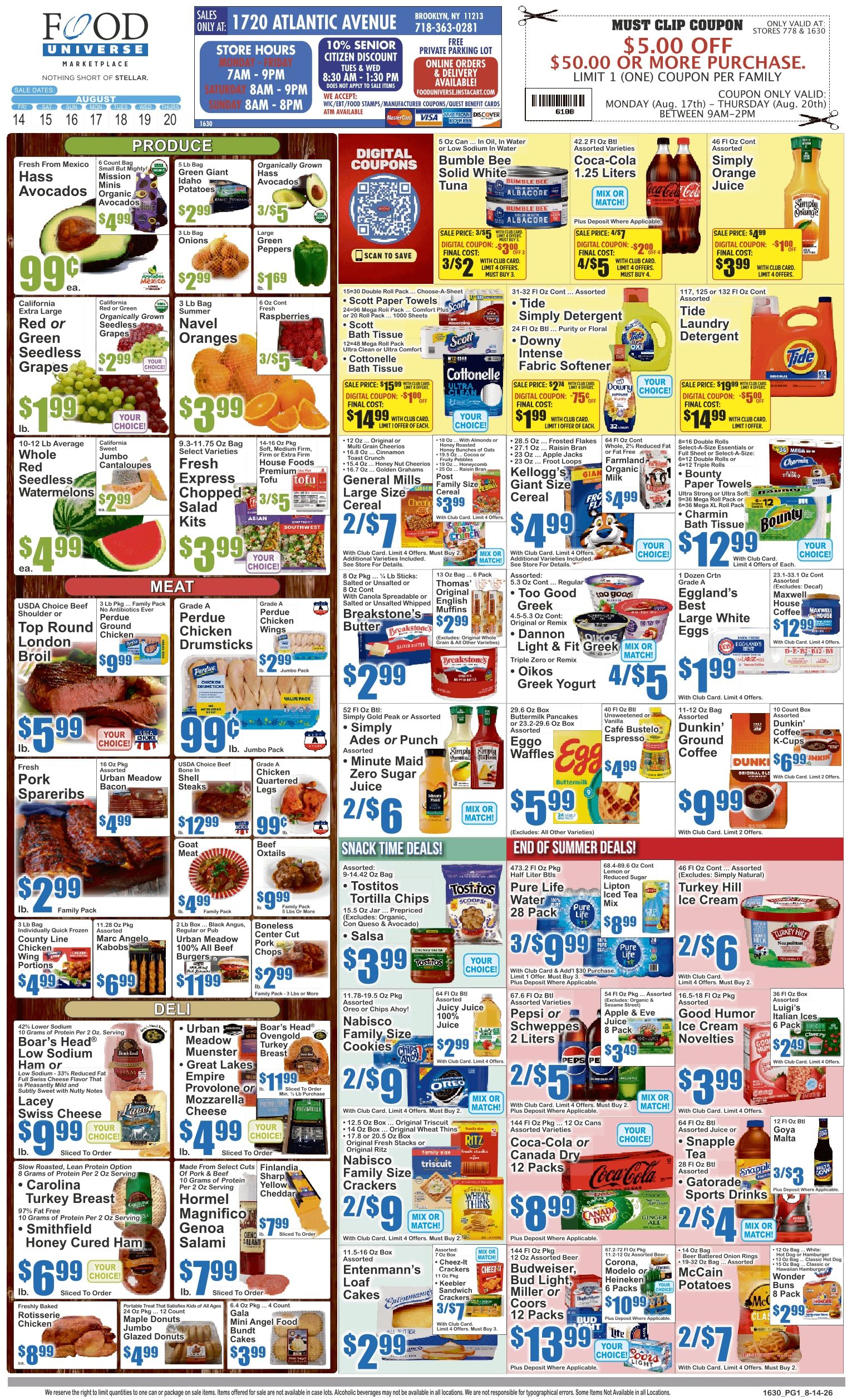 Food Universe (1720 Atlantic Ave., Brooklyn, NY) Weekly Ad August 14 - 20, 2026