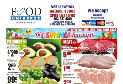 Food Universe (Lakeland, FL) Weekly Ad August 14 - 20, 2026