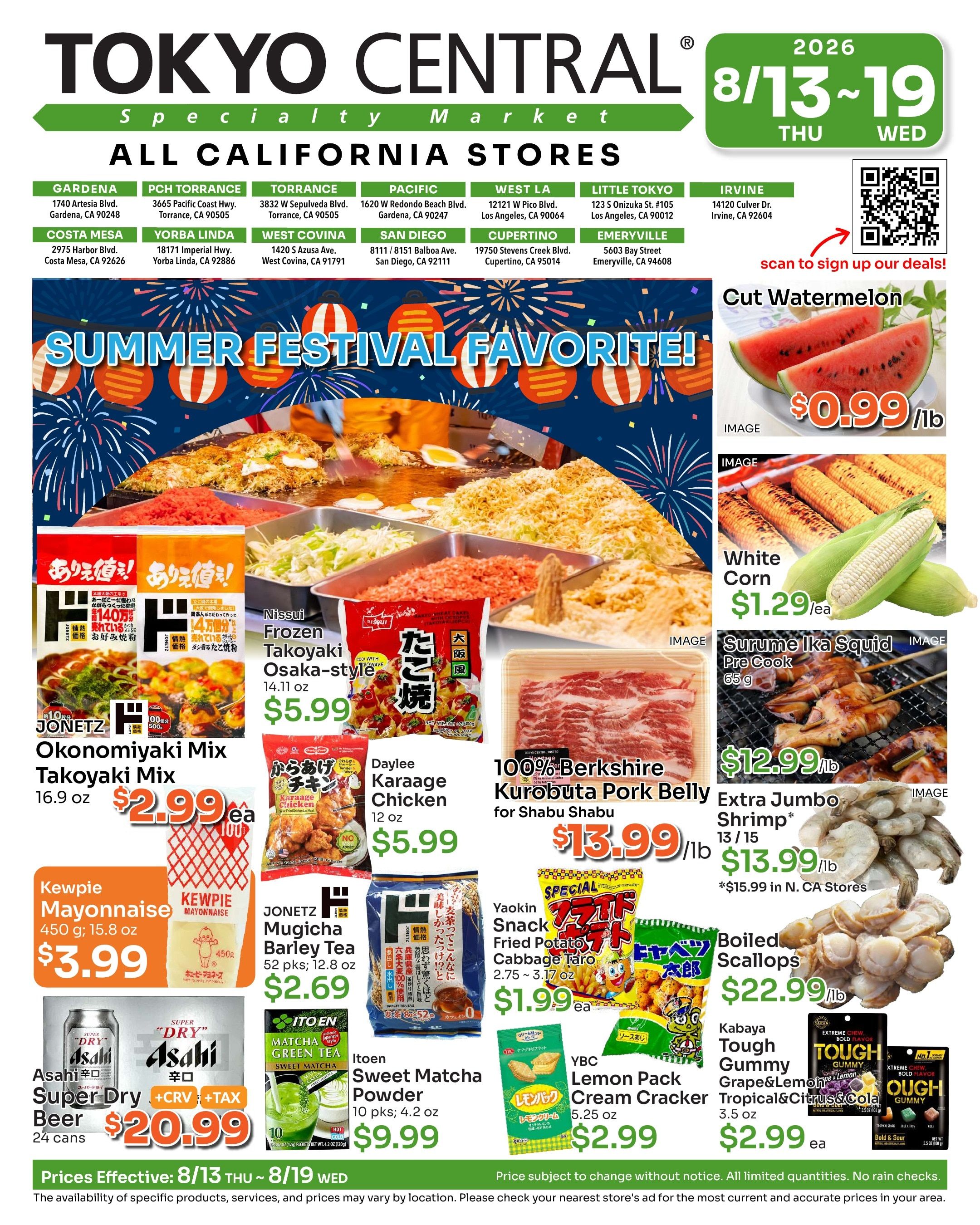 Tokyo Central and Marukai Weekly Ad August 13 - 19, 2026