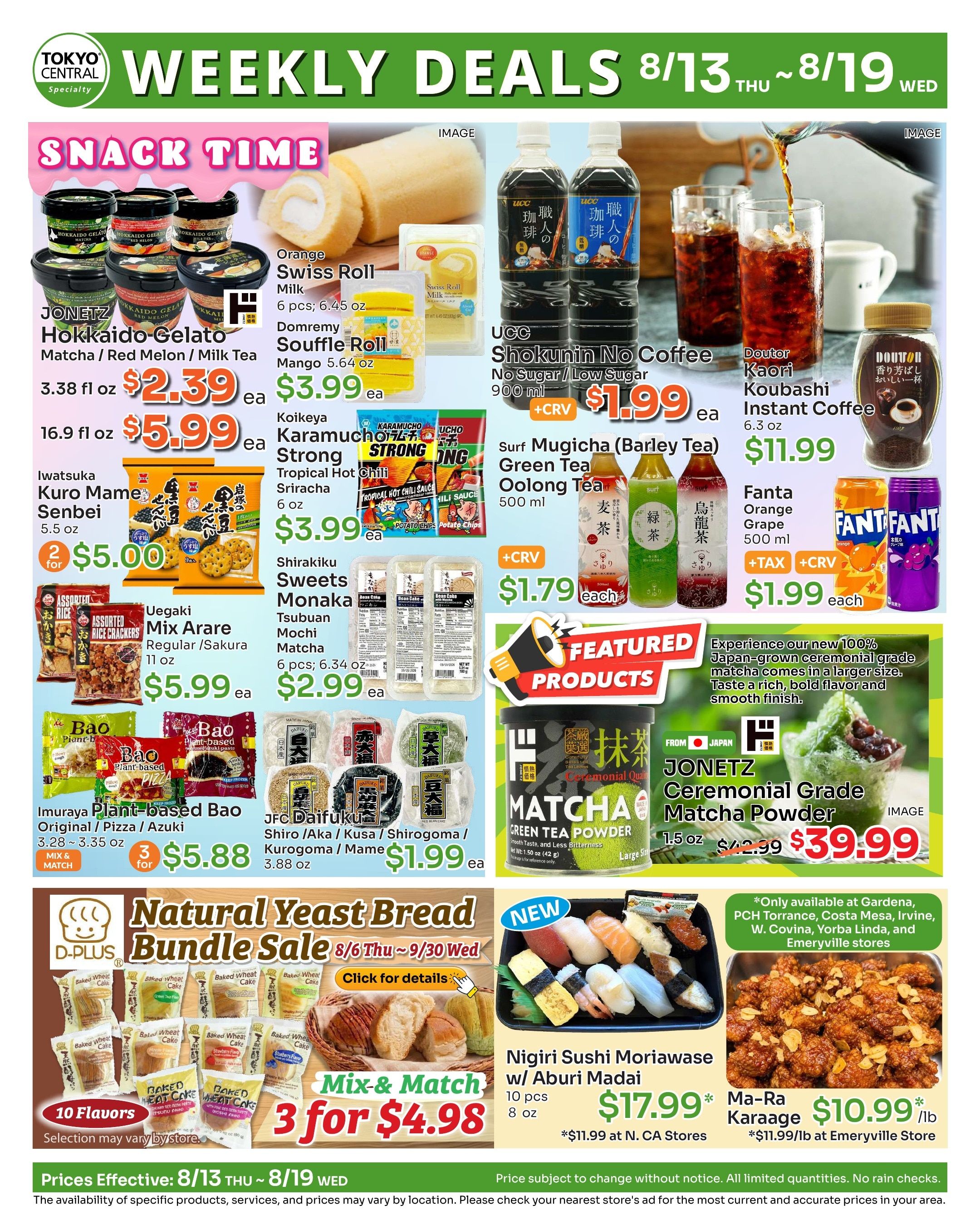 Tokyo Central and Marukai Weekly Ad August 13 - 19, 2026
