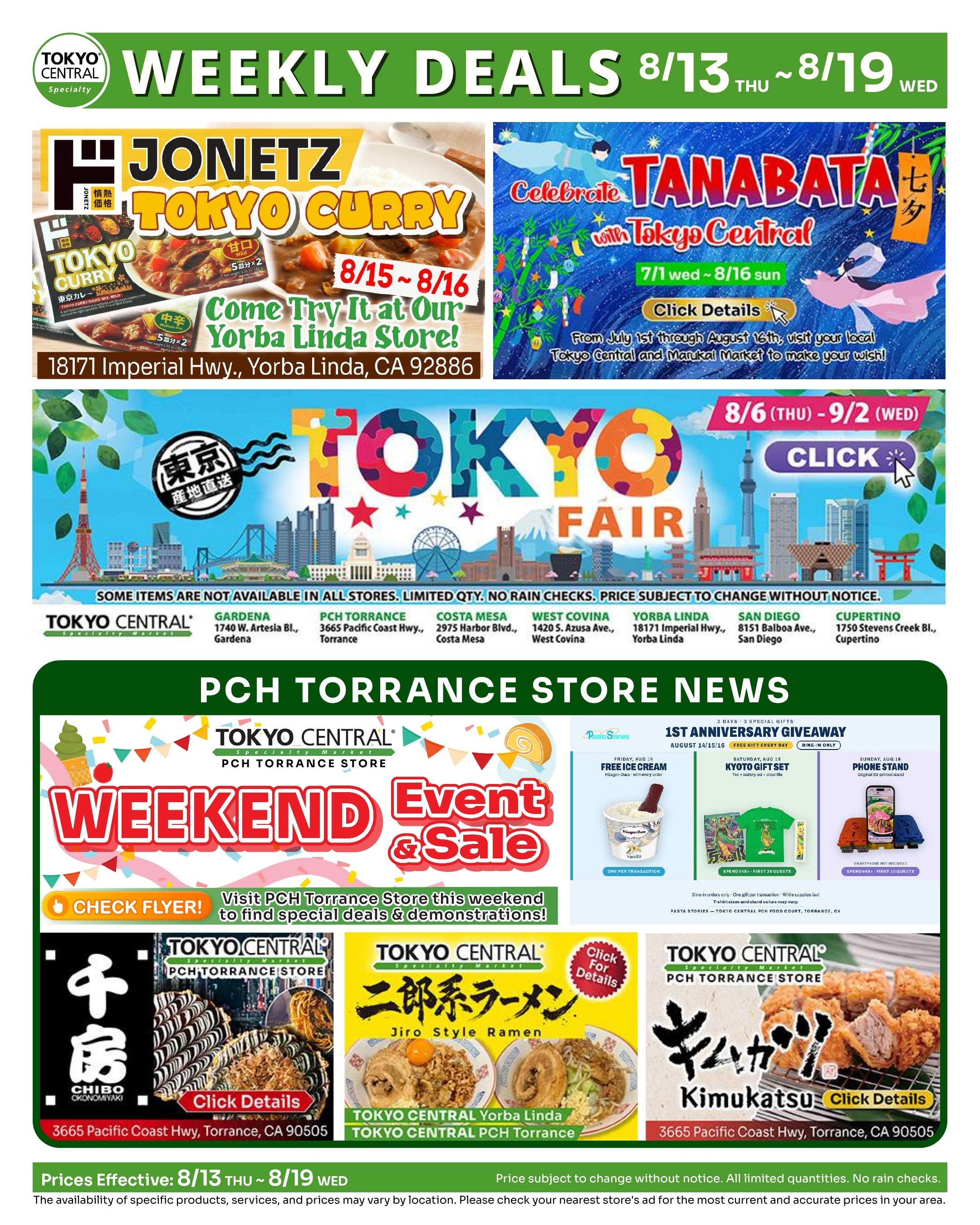 Tokyo Central and Marukai Weekly Ad August 13 - 19, 2026