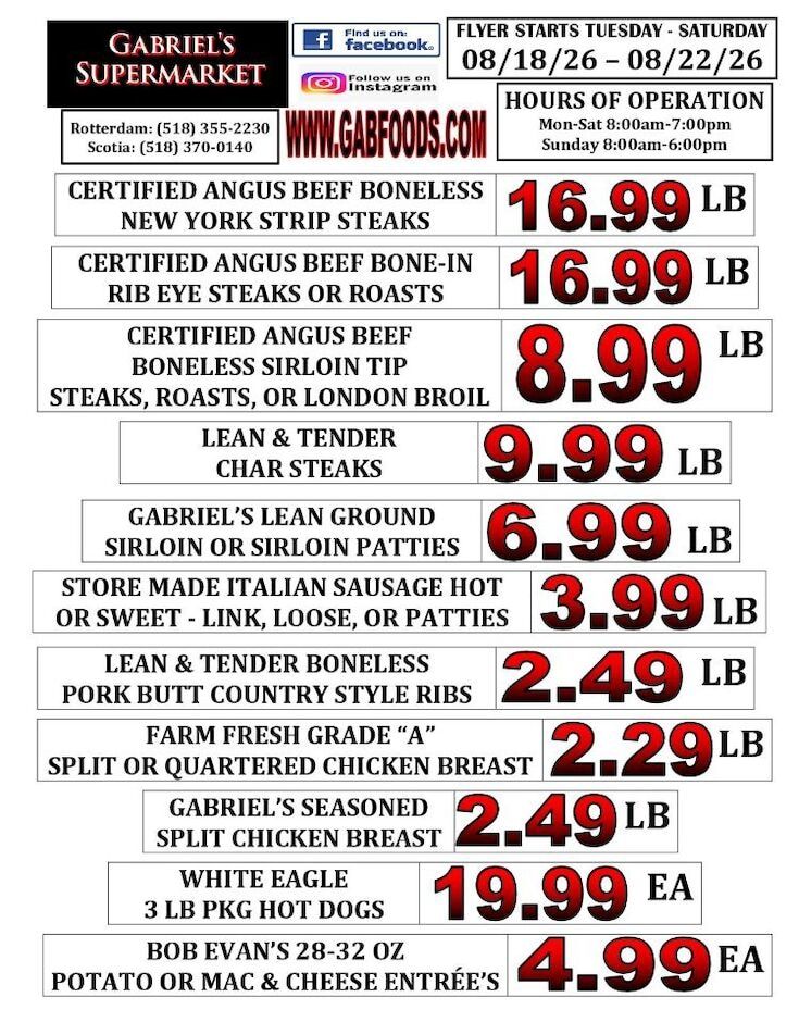 Gabriel's Supermarkets Weekly Ad August 16 - 22, 2026