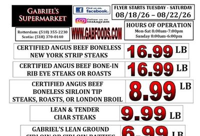 Gabriel's Supermarkets Weekly Ad August 16 - 22, 2026