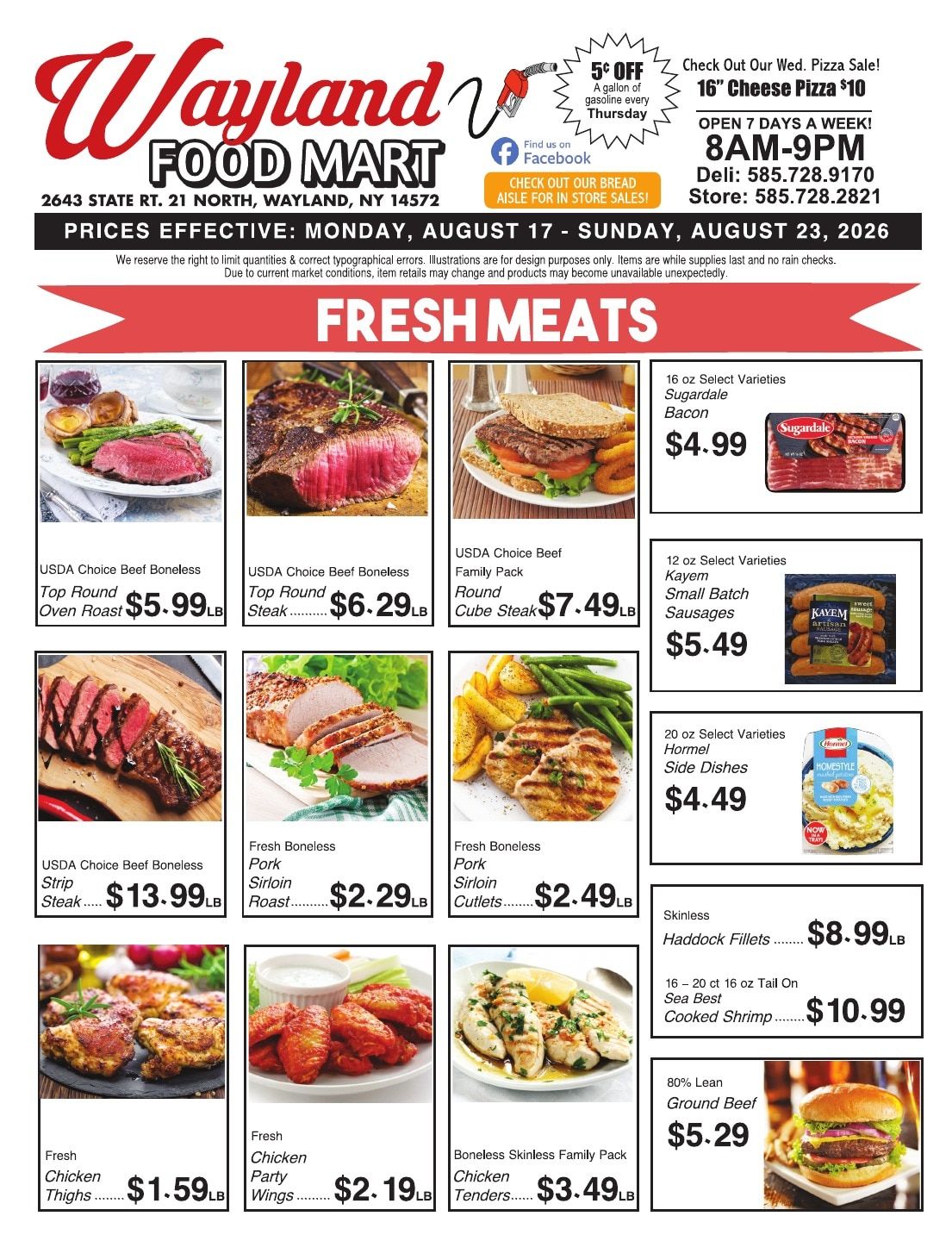 Wayland Food Mart Weekly Ad August 17 - 23, 2026
