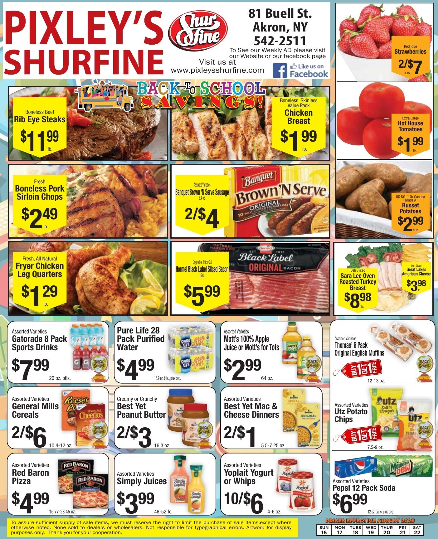 Pixley's Shurfine Food Mart Weekly Ad August 16 - 22, 2026