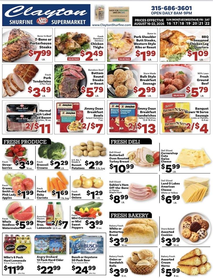 Clayton Shurfine Weekly Ad August 16 - 22, 2026