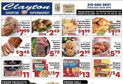 Clayton Shurfine Weekly Ad August 16 - 22, 2026