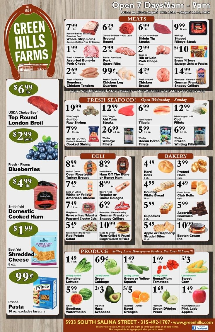 Green Hills Farms Weekly Ad August 16 - 22, 2026