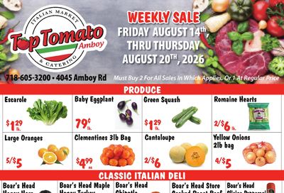 Top Tomato Amboy (Staten Island, NY) Weekly Ad August 8 - 20, 2026